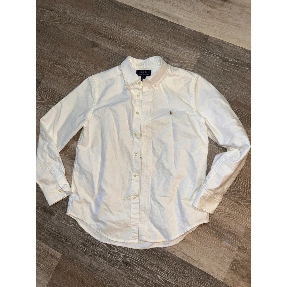 Boys Polo Ralph Lauren 10-12 Oxford White Long Sleeve